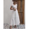 imagechouyatou Womens Summer 2 Piece Outfits Vacation Beach Lace Short Sleeve Crop Top Maxi Skirt Sets