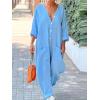 imagechouyatou Womens Summer Casual Long Sleeve Linen Jumpsuits Baggy Harem Overalls Onesie Lounge Pajamas