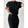 imagechouyatou Womens Two Piece Knit Sets Sleeveless Sweater Bodycon Skirt 2 Piece Outfits Loungewear