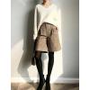 imagechouyatou Womens Vintage High Waisted Button Front Plaid Print Pleated Wool Loose Wide Leg Shorts