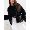 imagechouyatou Womens Winter Cropped Wool Coat Single Breasted Casual Loose Short Wool Blend Pea Coat