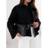 imagechouyatou Womens Winter Cropped Wool Coat Single Breasted Casual Loose Short Wool Blend Pea Coat