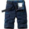imagechouyatou Mens Summer Military Flat Front Camo Print Spliced Twill Cargo Shorts