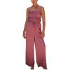 imagechouyatou Womens 2 Piece Outfit Spaghetti Strap Crop Top and Elastic Waist Wide Leg Palazzo Pants Set