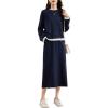 imagechouyatou Womens 2 Piece Outfits Crewneck Sweatshirt and ALine Skirt Sets Sweatsuit