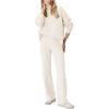 imagechouyatou Womens Fall 2 Piece Outfits Knit Sweater Sets Mock Neck Sweater High Waist Pants Lounge Sets