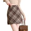 imagechouyatou Womens Fall Winter Mini Plaid Skirt High Waist Wool Blend Short ALine Bodycon Pencil Skirt