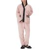 imagechouyatou Womens Fuzzy Fleece Pajama Set Color Block Jacquard Cardigan Pants Outfits Cozy Sleepwear Lounge Sets