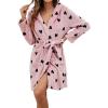 imagechouyatou Womens Fuzzy Fleece Sweet Heart Pattern Nightdress Ultra Soft Pajamas Nightgown