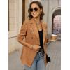 imagechouyatou Women Faux Suede Leather Jacket Suit Business Casual Dress Button Down Notch Collar Blazer Coat