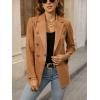 imagechouyatou Women Faux Suede Leather Jacket Suit Business Casual Dress Button Down Notch Collar Blazer Coat