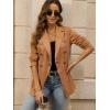 imagechouyatou Women Faux Suede Leather Jacket Suit Business Casual Dress Button Down Notch Collar Blazer Coat