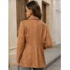 imagechouyatou Women Faux Suede Leather Jacket Suit Business Casual Dress Button Down Notch Collar Blazer Coat