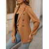 imagechouyatou Women Faux Suede Leather Jacket Suit Business Casual Dress Button Down Notch Collar Blazer Coat