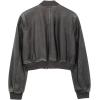 imagechouyatou Women Vintage PU Jacket Zip Up Bomber Jacket Faux Leather Cropped Short Jacket Coat with Pocket