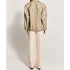 imagechouyatou Womens Button Down Faux Leather Jacket Notched Lapel PU Leather Coat with Pockets