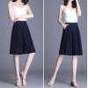 imagechouyatou Womens Chiffon Wide Leg Dressy Capri Pants High Elastic Waist Casual Bermuda Shorts Culottes