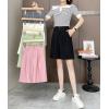imagechouyatou Womens Elastic High Waisted Wide Leg Dressy Shorts Business Casual Work Palazzo Bermuda Shorts
