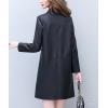 imagechouyatou Womens Elegant Collared Single Breasted Pu Faux Leather Jacket Trench Coat with Pockets