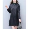 imagechouyatou Womens Elegant Collared Single Breasted Pu Faux Leather Jacket Trench Coat with Pockets