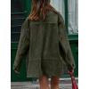 imagechouyatou Womens Fall Boyfriend Faux Suede Leather Jacket Casual Midi Long Button Down Shacket CoatArmy Green