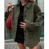 imagechouyatou Womens Fall Boyfriend Faux Suede Leather Jacket Casual Midi Long Button Down Shacket CoatArmy Green