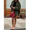 imagechouyatou Womens Fall Boyfriend Faux Suede Leather Jacket Casual Midi Long Button Down Shacket CoatArmy Green