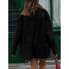 imagechouyatou Womens Fall Boyfriend Faux Suede Leather Jacket Casual Midi Long Button Down Shacket CoatBlack