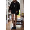 imagechouyatou Womens Fall Boyfriend Faux Suede Leather Jacket Casual Midi Long Button Down Shacket CoatBlack