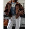imagechouyatou Womens Fall Boyfriend Faux Suede Leather Jacket Casual Motorcycle Leather Jacket Winter Coat