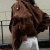 imagechouyatou Womens Fall Boyfriend Faux Suede Leather Jacket Casual Motorcycle Leather Jacket Winter Coat