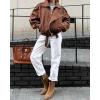 imagechouyatou Womens Fall Boyfriend Faux Suede Leather Jacket Casual Motorcycle Leather Jacket Winter Coat