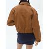 imagechouyatou Womens Fall Fashion Faux Suede Leather Jacket Casual Button Down Crop Leather Jacket Shacket