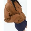 imagechouyatou Womens Fall Fashion Faux Suede Leather Jacket Casual Button Down Crop Leather Jacket Shacket