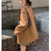 imagechouyatou Womens Fall Vintage Faux Suede Leather Jacket Suit Casual Button Down Notch Collar Blazer Coat