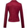 imagechouyatou Womens Fashion Notched Collar Slim Suede Leather Short Biker Jacket