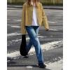 imagechouyatou Womens Faux Suede Cropped Jacket Casual Button Down Faux Suede Leather Shacket Tops