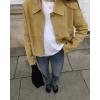 imagechouyatou Womens Faux Suede Cropped Jacket Casual Button Down Faux Suede Leather Shacket Tops