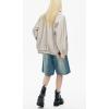 imagechouyatou Womens Oversized Faux Leather Bomber Jacket Zip Boyfriend Shacket Motocycle JacketBeige