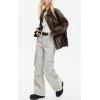 imagechouyatou Womens Oversized Faux Leather Bomber Jacket Zip Boyfriend Shacket Motocycle JacketBrown