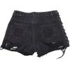 imagechouyatou Womens Sexy Ripped Hole Clubwear Side Lace Up Mini Denim Jean Shorts