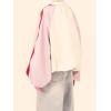 imagechouyatou Womens Stand Collar Faux Leather Bomber Jacket Patchwork PU Leather Zip Up Coat with Pockets