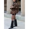 imagechouyatou Womens Vintage Faux Leather Bomber Jacket Double Breasted Oversized Coat Motorcycle Jacket