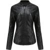 imagechouyatou Womens Vintage Long Sleeve Zip Up Hooded PU Washed Faux Leather Jacket Coat