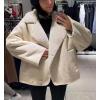 imagechouyatou Womens Winter Sherpa Lined Faux Leather Jacket Casual Motorcycle Oversized Leather JacketBeige