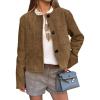 imagechouyatou Women Fall Fashion Faux Suede Leather Blazer Jacket Business Casual Suede Leather Jacket Suit