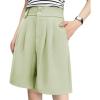 imagechouyatou Womens Elastic High Waisted Wide Leg Dressy Shorts Business Casual Work Palazzo Bermuda Shorts