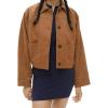 imagechouyatou Womens Fall Fashion Faux Suede Leather Jacket Casual Button Down Crop Leather Jacket Shacket