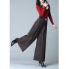 imagechouyatou Womens Casual Wide Leg Wool Blend Pants Baggy Culotte High Waisted Pleated Loose Long TrousersDark Grey