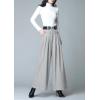 imagechouyatou Womens Casual Wide Leg Wool Blend Pants Baggy Culotte High Waisted Pleated Loose Long TrousersLight Grey